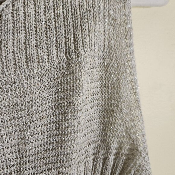 Eileen Fisher Green Eileen Sleeveless Linen Metallic Knit Tunic Sweater Size M - Picture 4 of 6